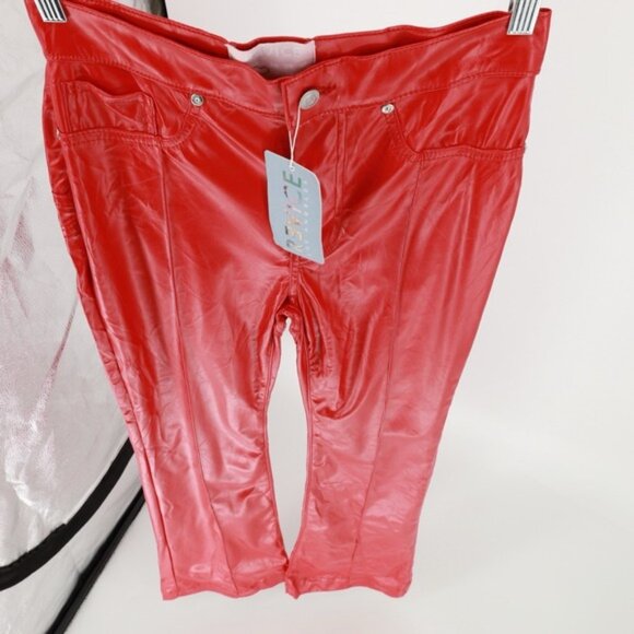 Revice Venus Mars Red Star Butt Faux Leather Flare Pants Size 29 NWT Edgy Grunge - Picture 5 of 9